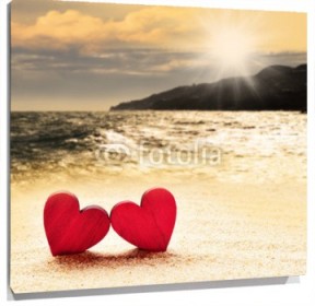 Lienzo Corazones en la playa
